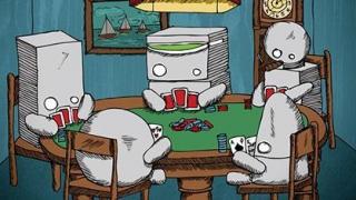 Robots de poker jouant aux cartes