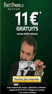Bruno Solo faisant la promo d'un bonus de salle de poker en ligne.