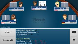 Capture d'écran de l'application poker Appeak Poker.