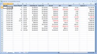 Fichier excel de statistiques de parties d'un joueur de poker