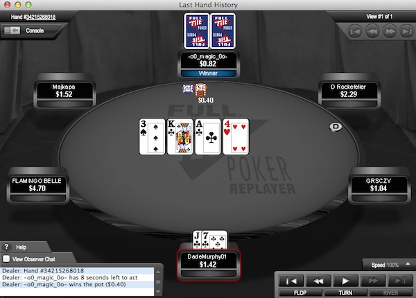 Replay main de poker en ligne