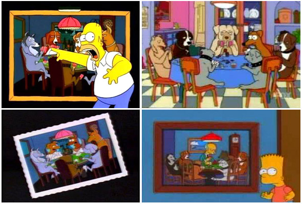 Les chiens jouant au poker dans Les Simpsons